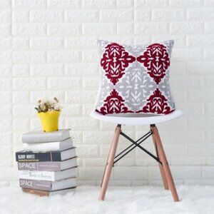 Embroidered Cotton Square Throw Pillow Case 18x18